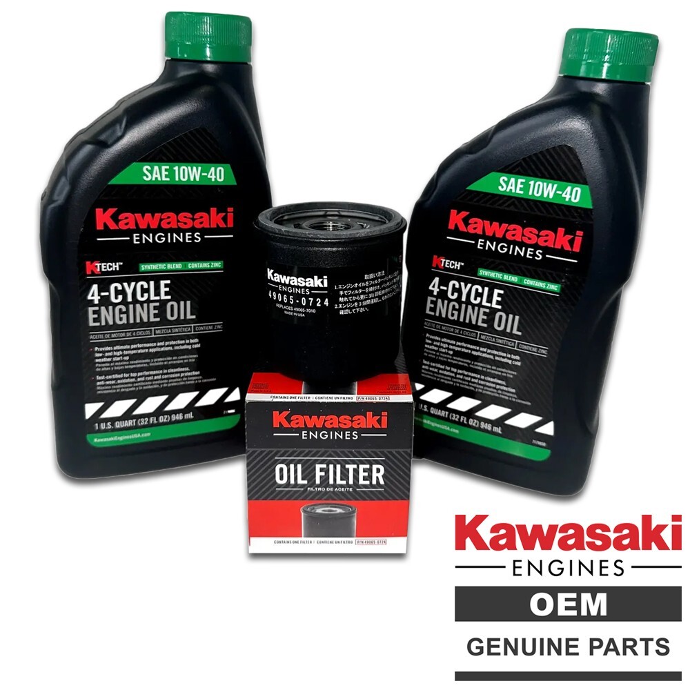 Kawasaki Oil Change Kit - 49065-0724 Oil Filter with (2) 99969-6296 10W40 Quarts
