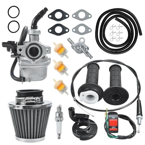 PZ19 Carburetor Carb Air Filter Throttle Handle Grips Cable for 50cc 70cc Black