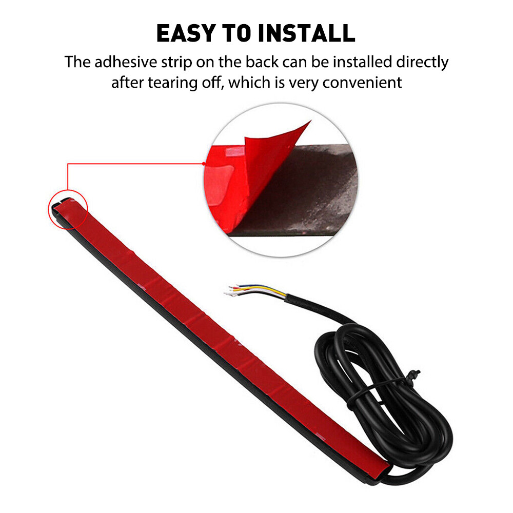 2 Flexible Motorcycle LED Strip 48LED Brake Stop Turn Signals Running Tail Light