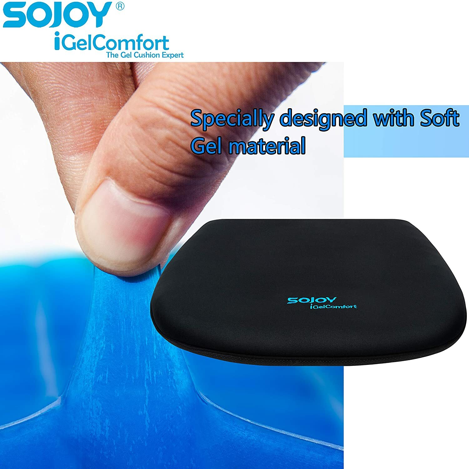 Sojoy All Gel Seat Cushion Coccyx Orthopedic Pad for Car Seat Home/Office Chair