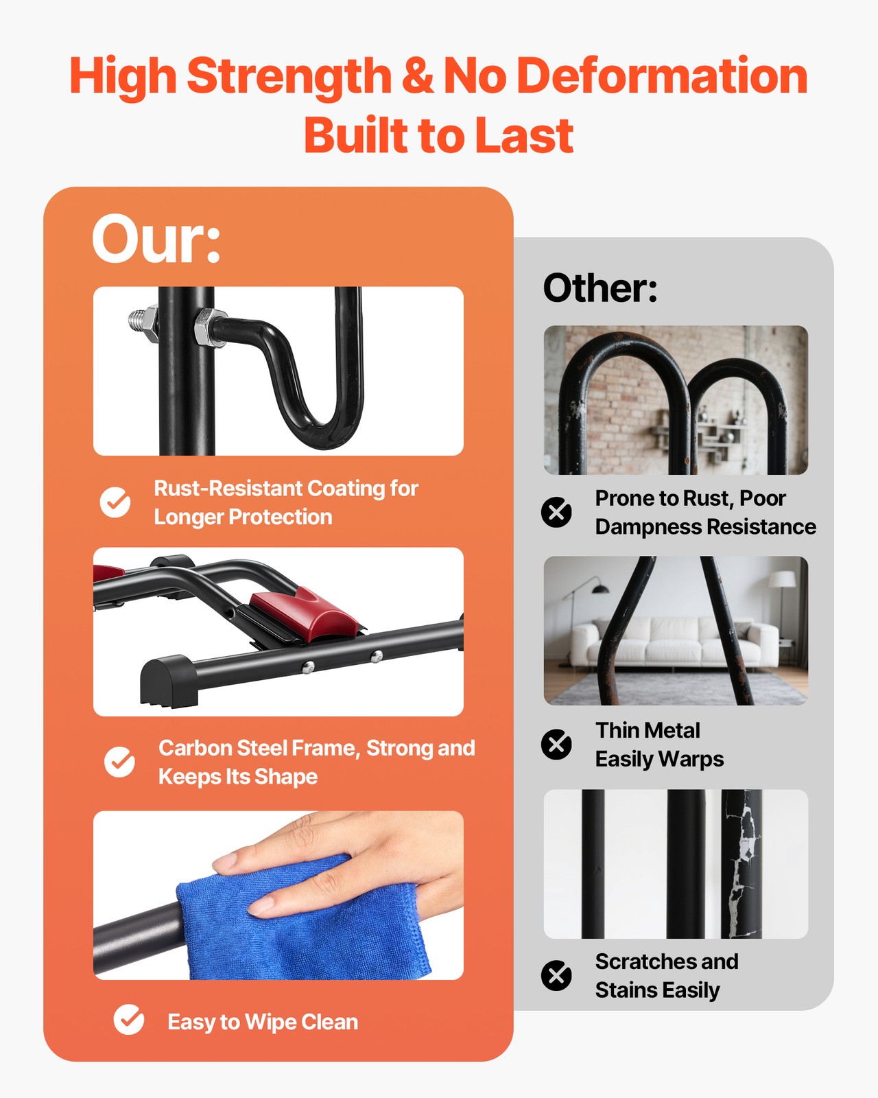 VEVOR Bicycle Storage Floor Freestanding Bike Rack for 16 to 27.5 Inch MTB Bike