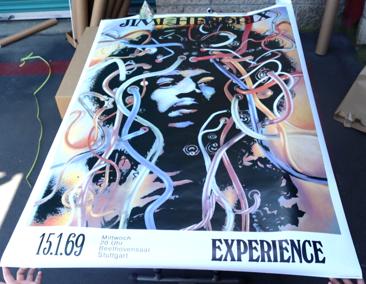 1999 PYRAMID JIMI HENDRIX EXPERIENCE WIRE HAIR MEDUSA CONCERT POSTER ART 53x37"