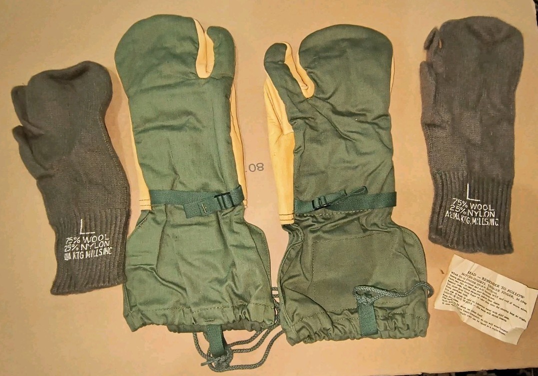 Mittens Trigger Finger + Wool Liners Large Military USMC Cold Weather NOS