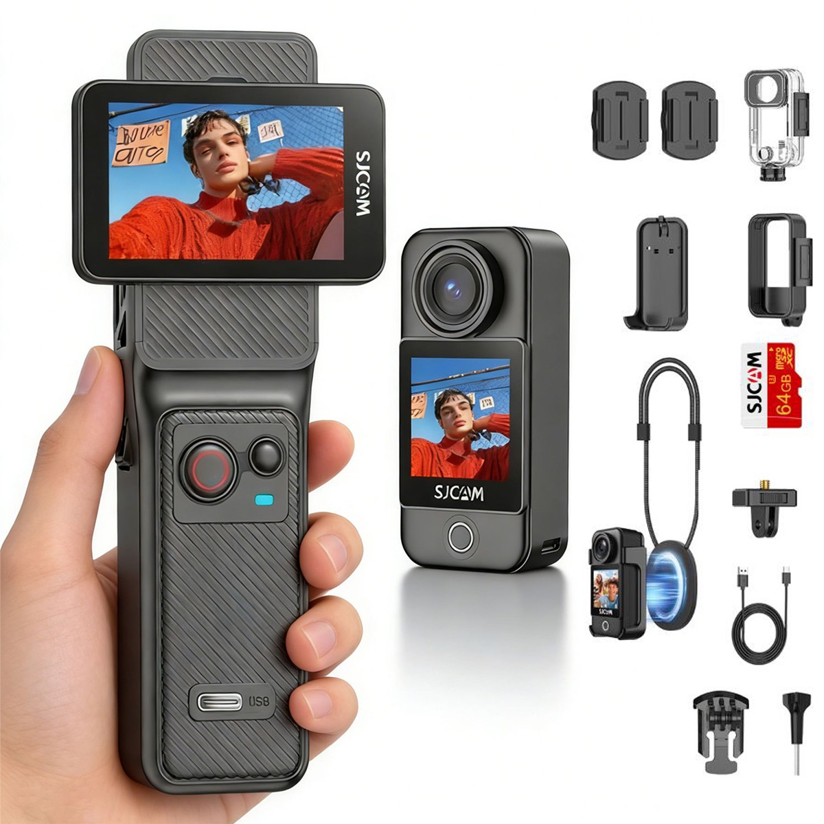 SJCAM C400 Combo 4K Vlogging Action Camera Handheld Camera Touch Screen Bodycam