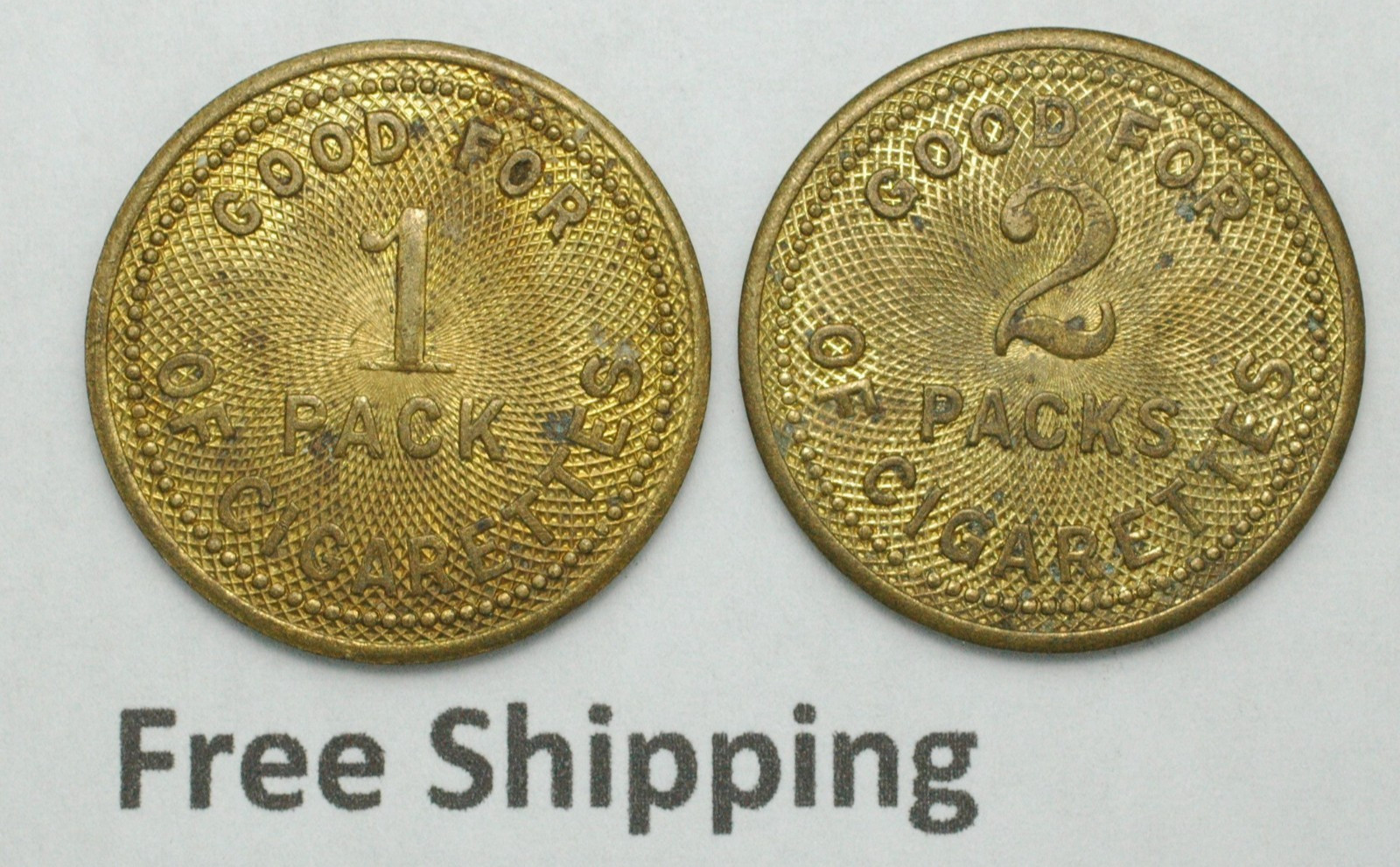 1937-47 Ginger Tokens For 1 Pack of Cigarettes Good for 2 packs Brass Free Ship