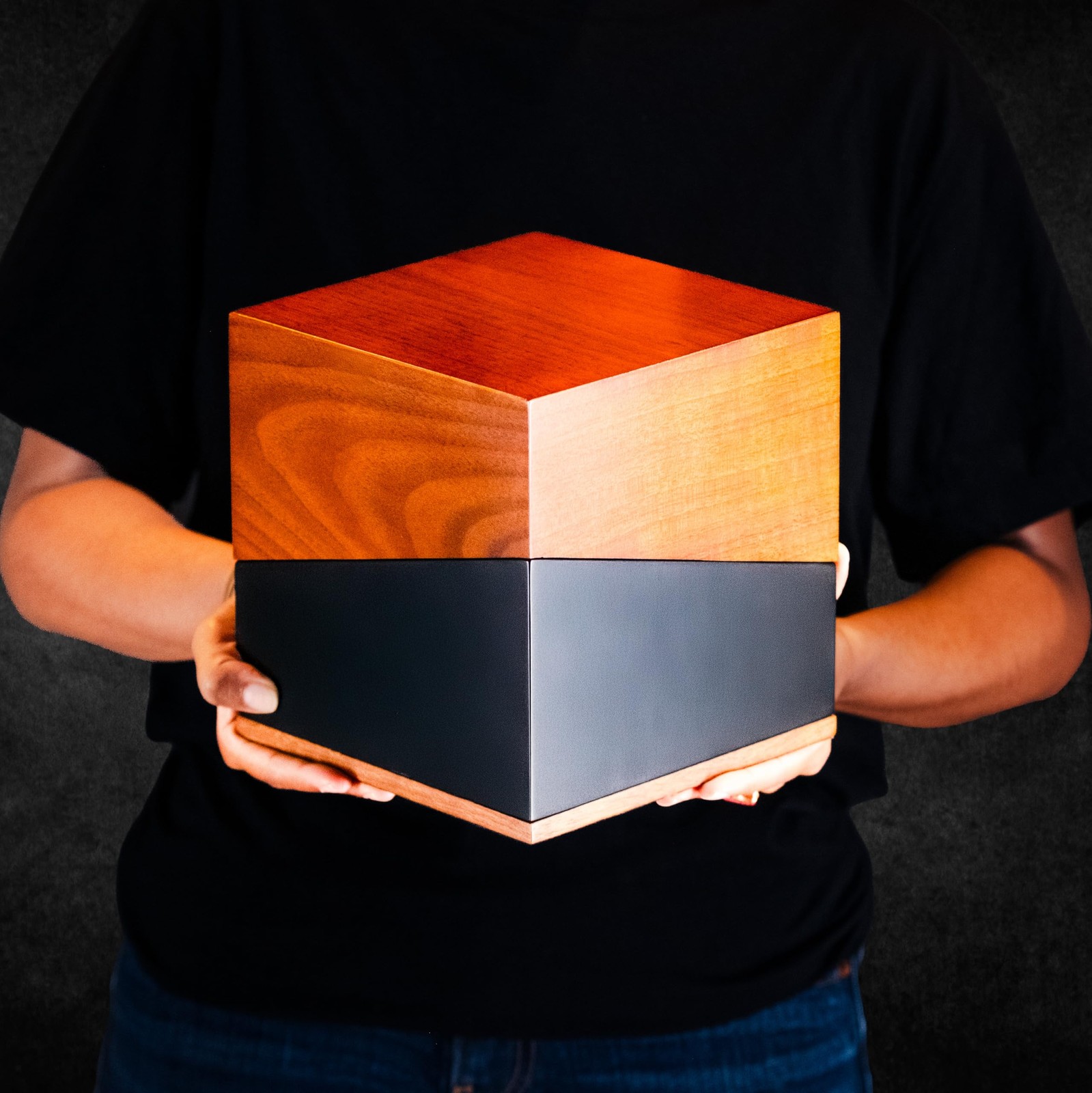 Premium Urn for Ashes Adult Human | Standard, Walnut Wood and Black