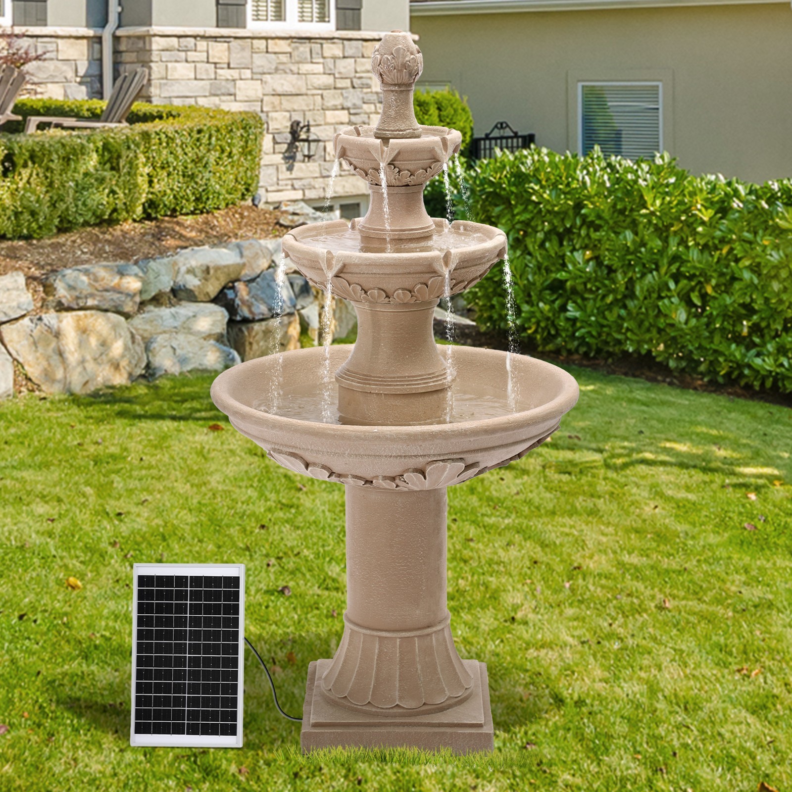 48" High Solar Italian Feature Freestanding Water Fountain Outdoor and Indoor