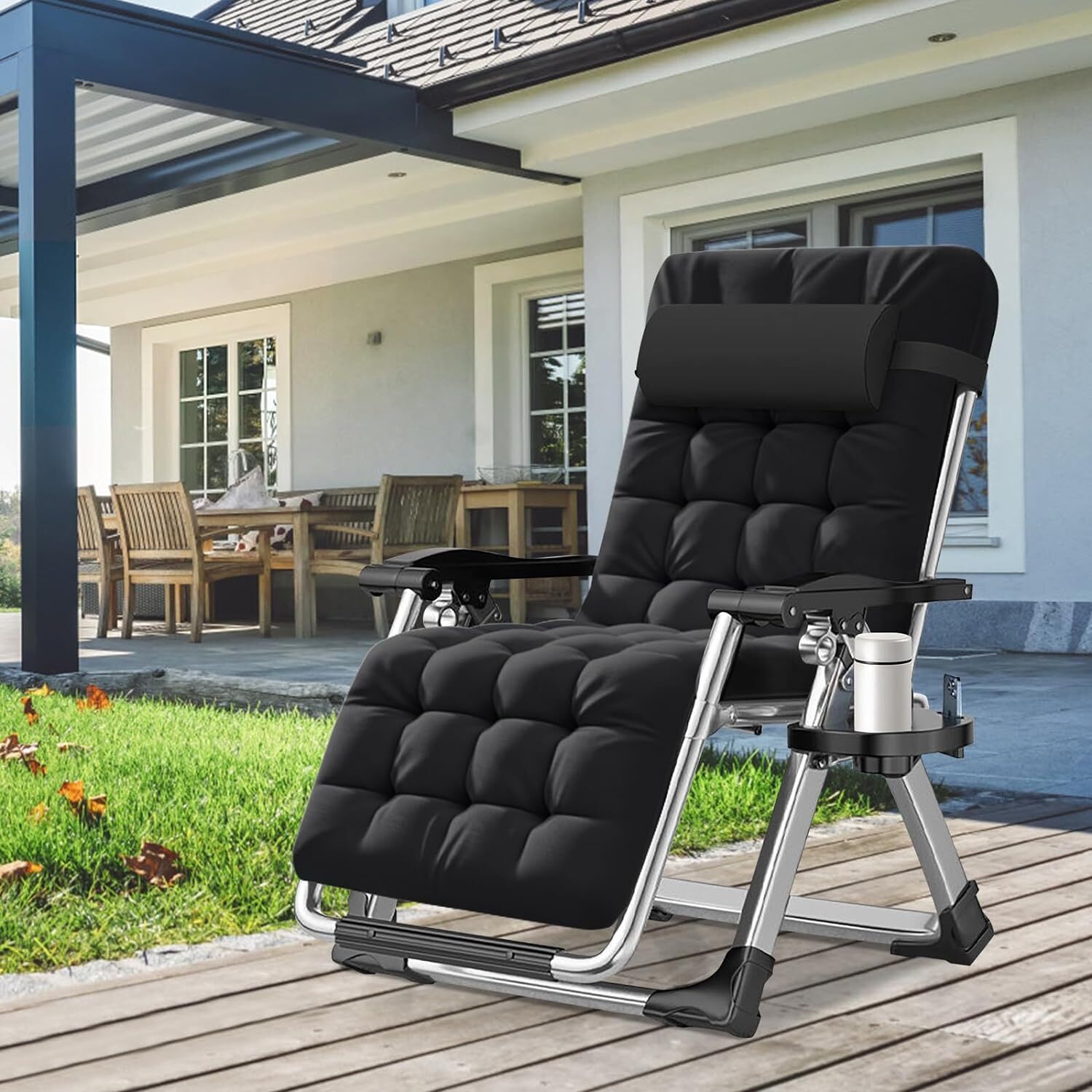 NAIZEA Zero Gravity Chair, Premium Lawn Recliner Folding Chaise Lounge & Cushion