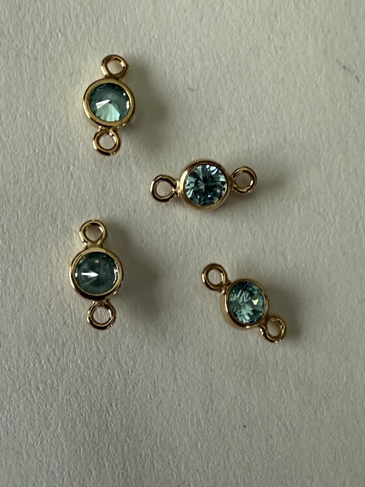 3mm AQUAMARINE 3A CZ Bezel connectors 4pcs 14kt gold filled