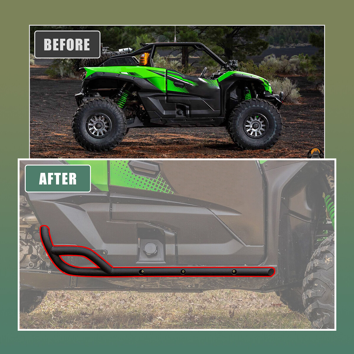 Rock Sliders Side Nerf Bars 2 Door for 20-24 Kawasaki Teryx KRX 1000 #99994-1314