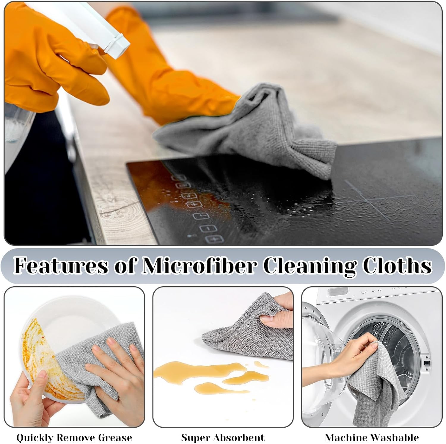45 Microfiber Towels - Washable Tear Away Rags for All Cleaning Tasks