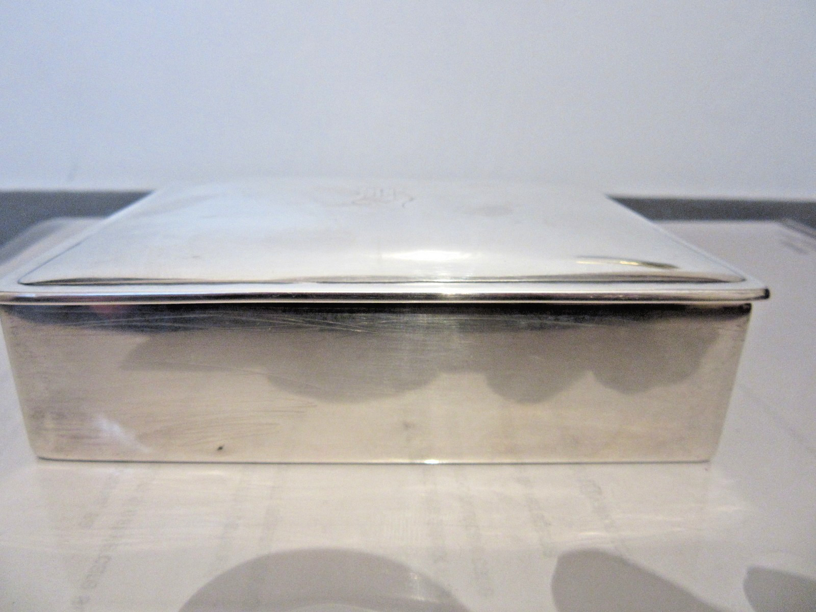 Antique Sterling Silver Cigarette Box Stamped Maker Mark Wood Lined 4.8 Oz