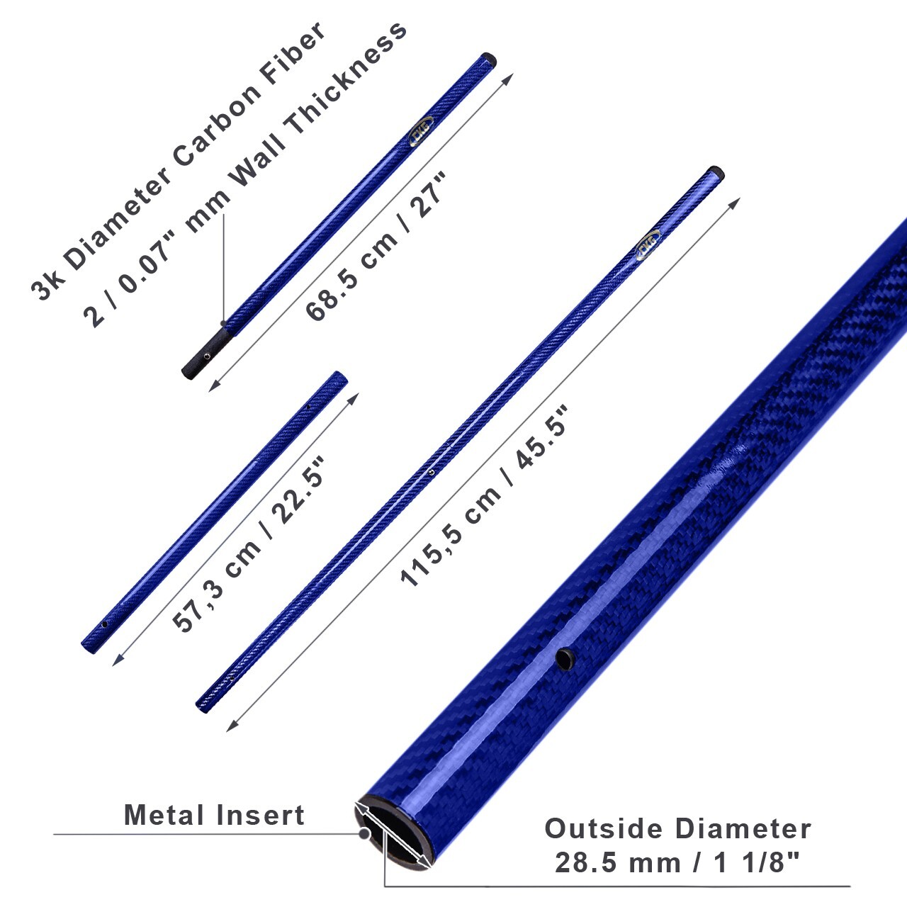 CKG 3K Carbon Fiber Travel Sand Scoop Shovel Handle Universal Pole Blue