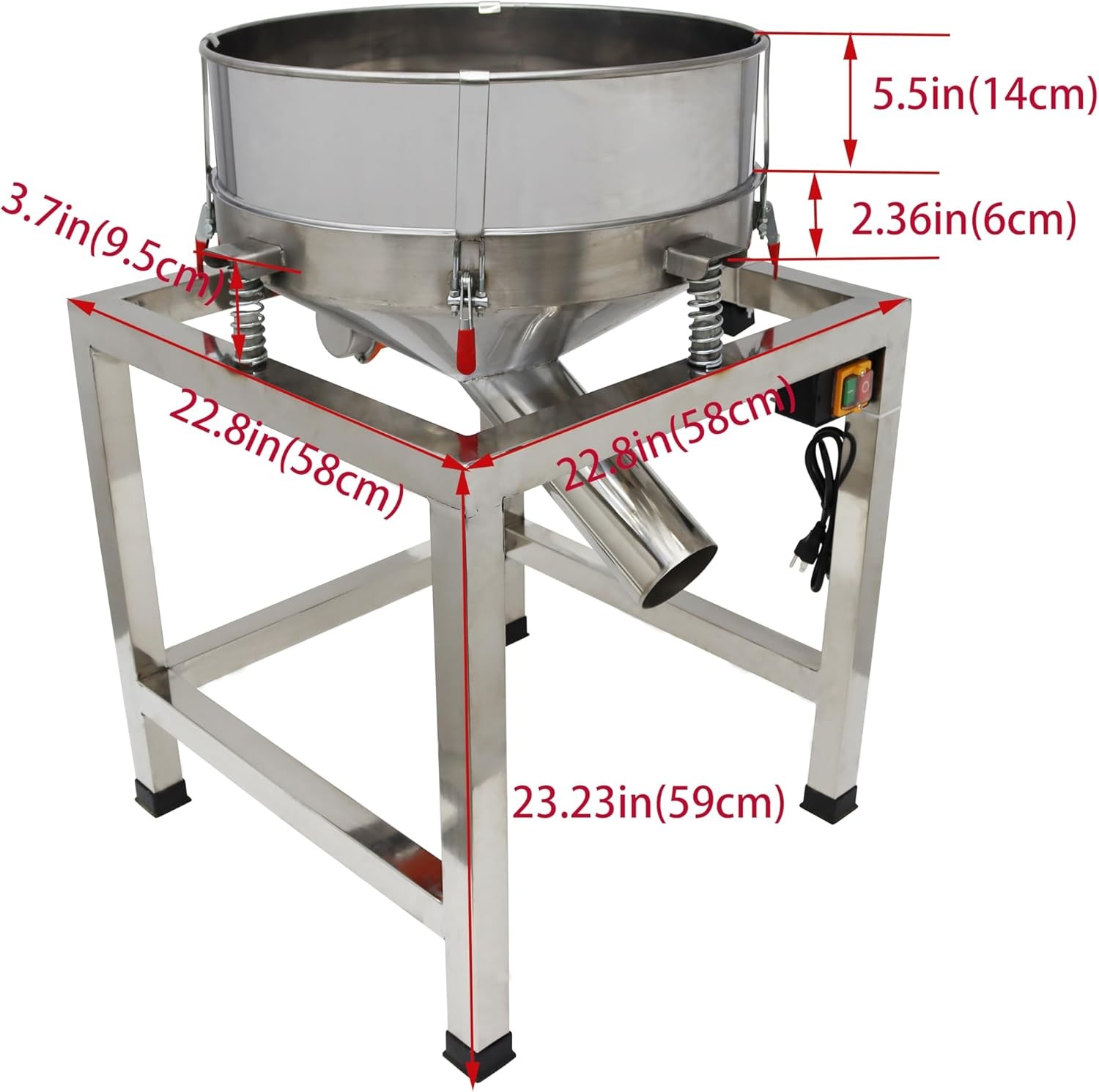 Commercial 19.6" Vibrating Sieve Machine 40&100 Mesh Electric Sifter Screening