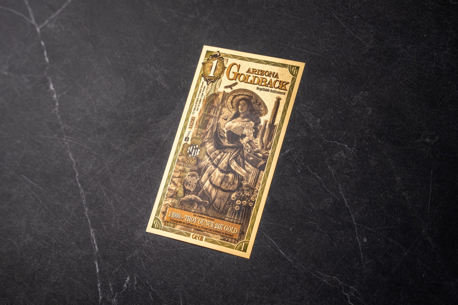 2025 - 1 ARIZONA Goldback Aurum Gold Foil Note 1/1000 oz 24kt .999 Fine IN STOCK