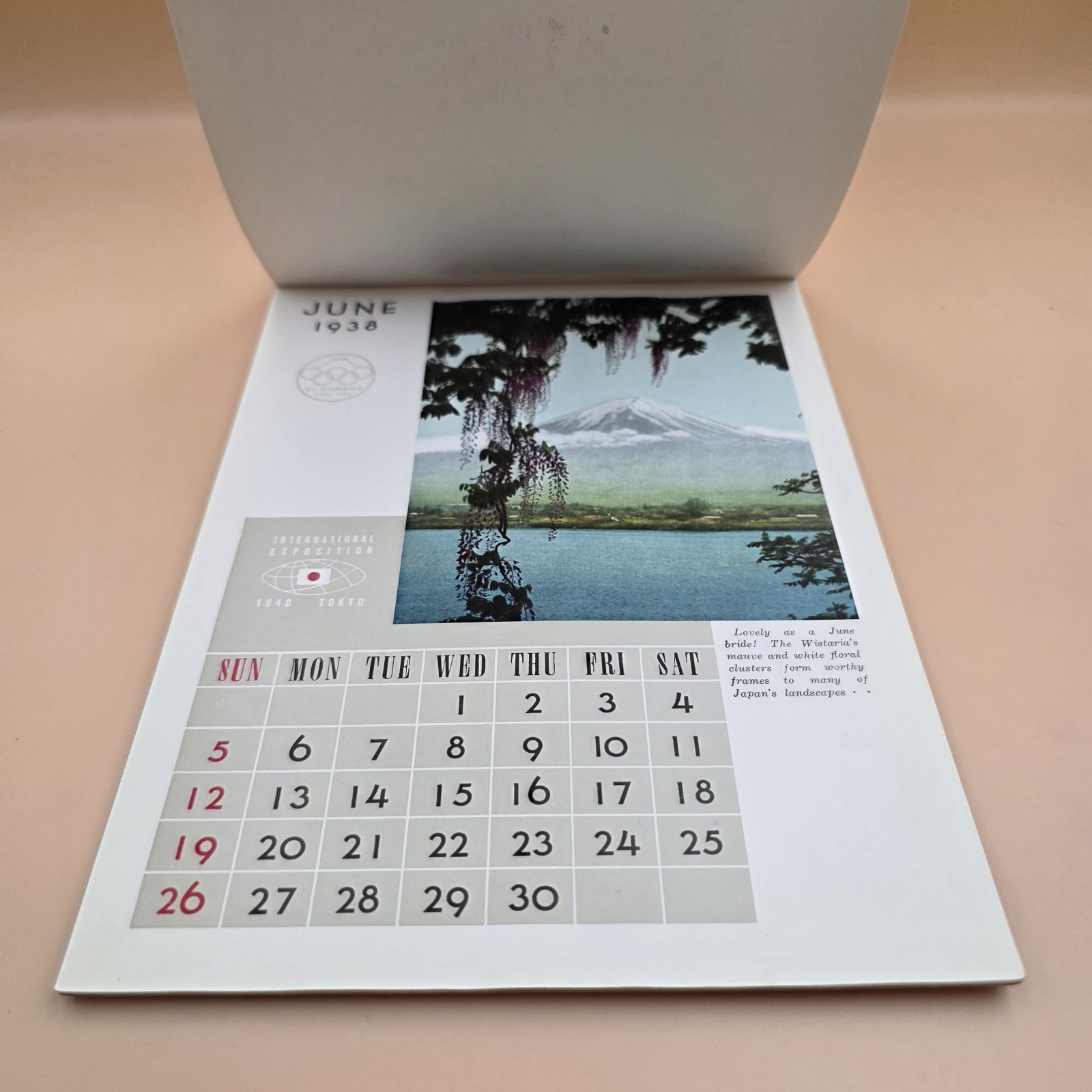 RARE XII Olympiad Ephemera Tokyo Japan 1938 Calendar WWII Canceled 1940 Olympics