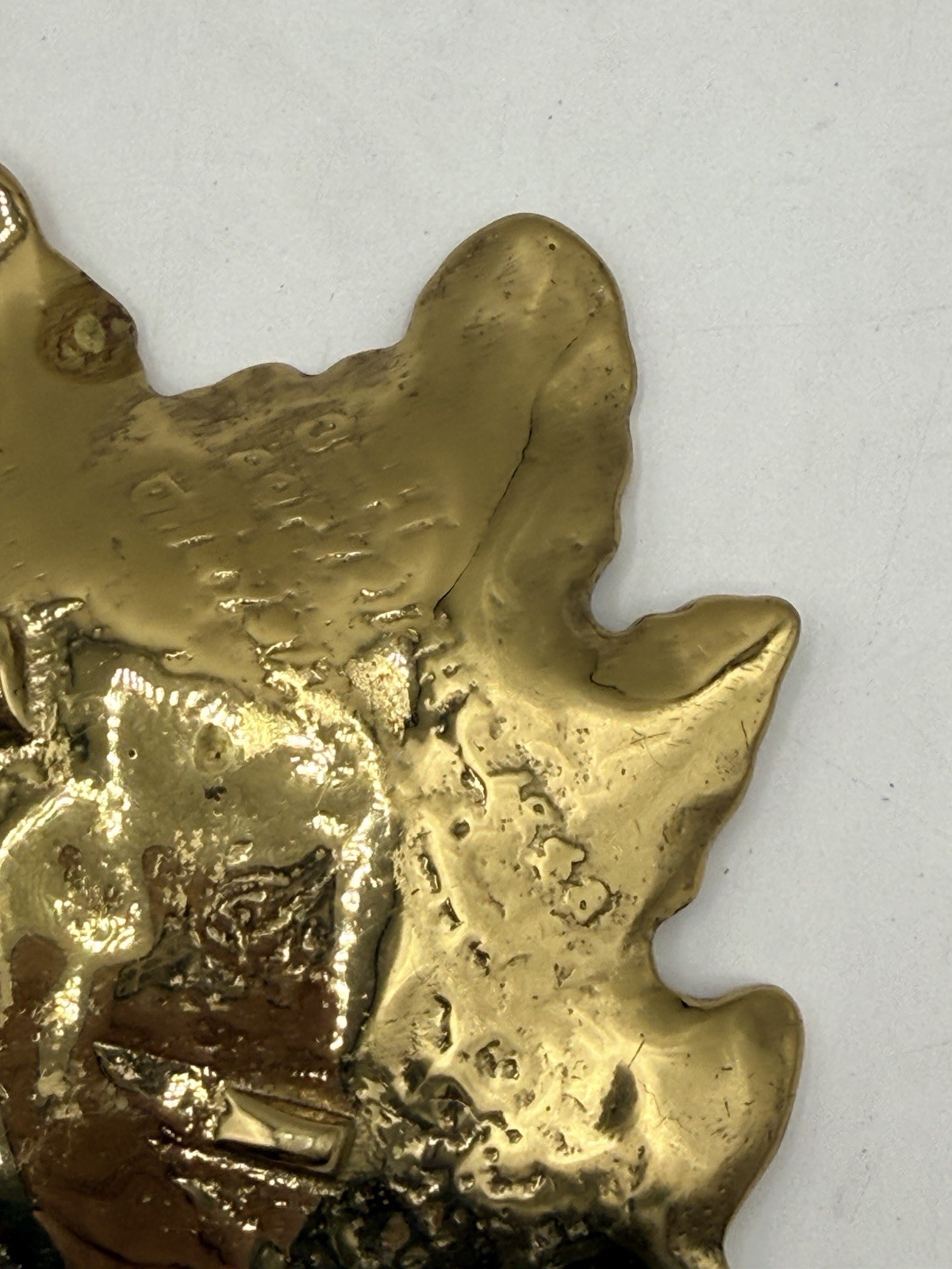 VTG 1948 Virginia Metalcrafters Chrysanthemum Leaf 3-41 Solid Brass Trinket