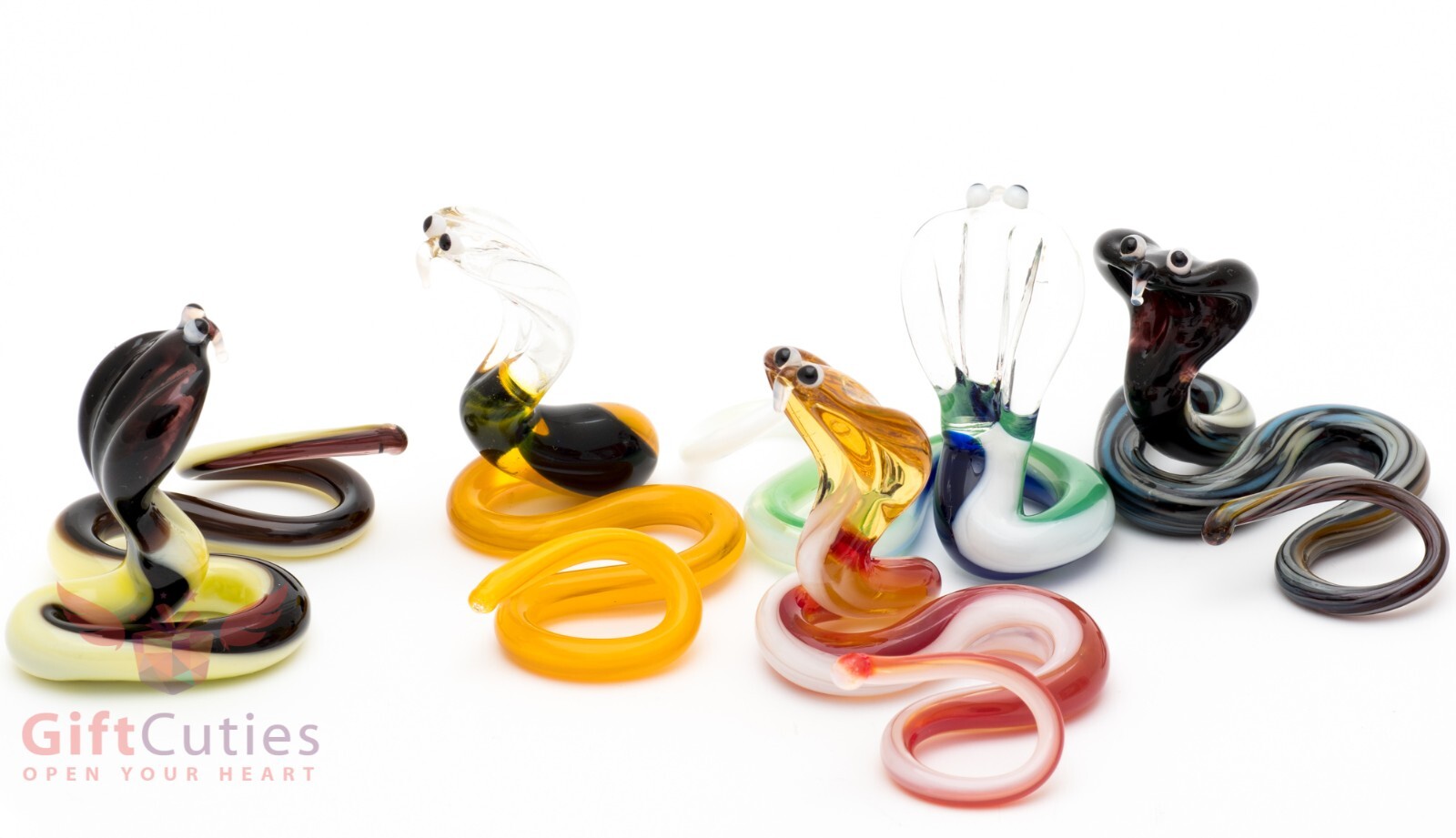 Hand-Blown Glass Cobra Snake Figurine Handmade 2025 Year of the Snake Sculpture