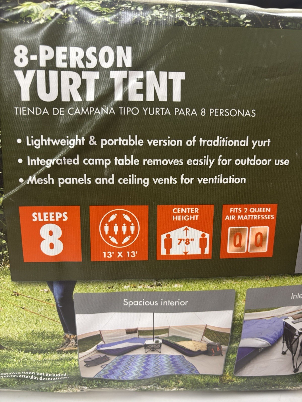 Ozark Trail 8-Person Family Yurt Tent 13' x 13' x 92" 3-Season Weather Resistant