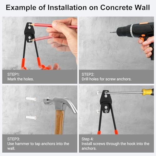 Wall Mounted Garage Hooks Tool Organizer, 12.4 Inch Garage Storage Hook Heavy