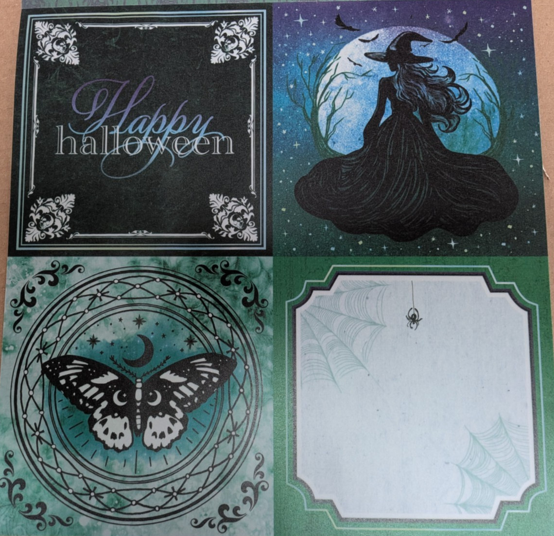 12x12 Halloween Colored Vellum Scrapbook Pad 20 sht 10 Design Cobweb Skull Witch