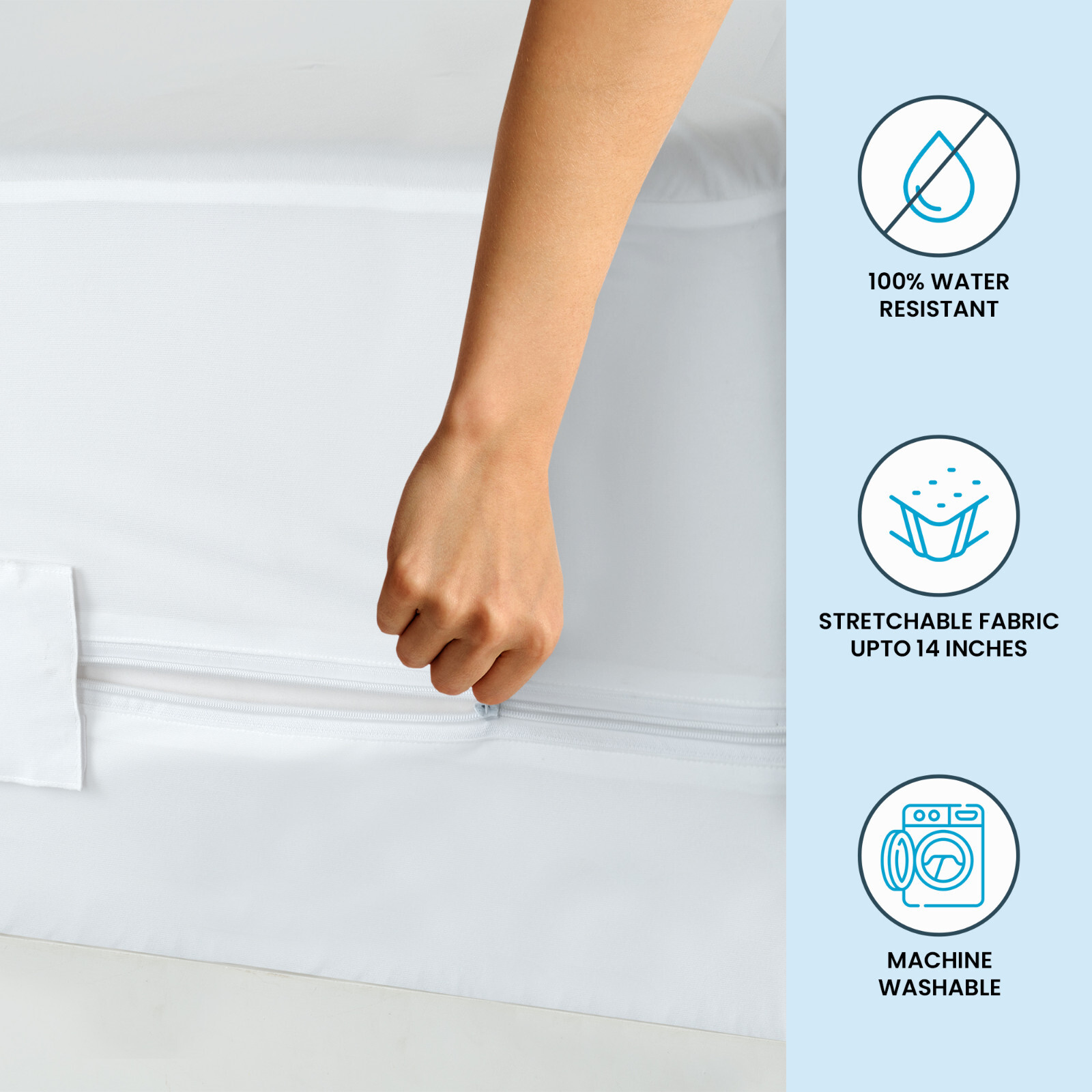 Mattress Encasement Waterproof Protector Zippered Deep Pocket Bed Bug Protector