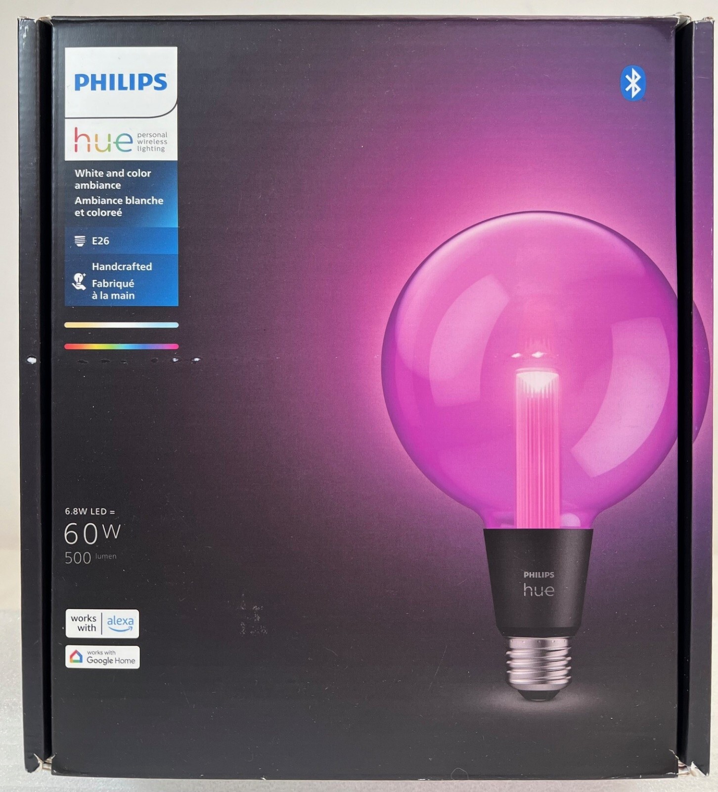 Philips Hue Lightguide G40 Large Globe Smart LED Bulb–Handblown Glass-Color