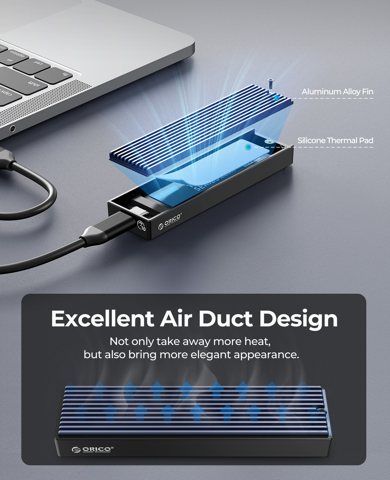 ORICO 10Gbps M.2 NVME Enclosure USB C Gen2 PCI-E SSD Case NVMe External SSD