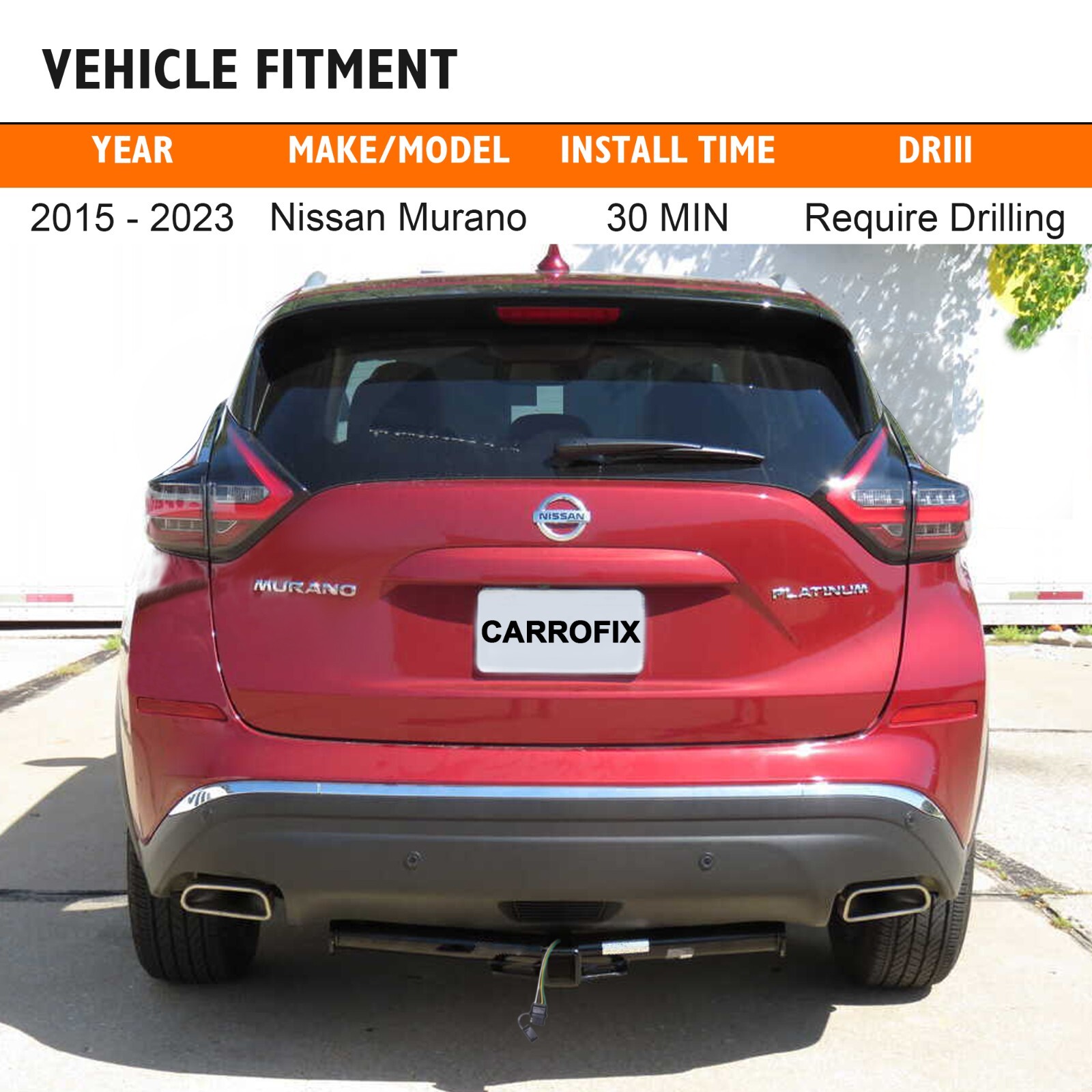 Custom Wiring Harness w 4-Way Flat Trailer Connector for 2015-2023 Nissan Murano