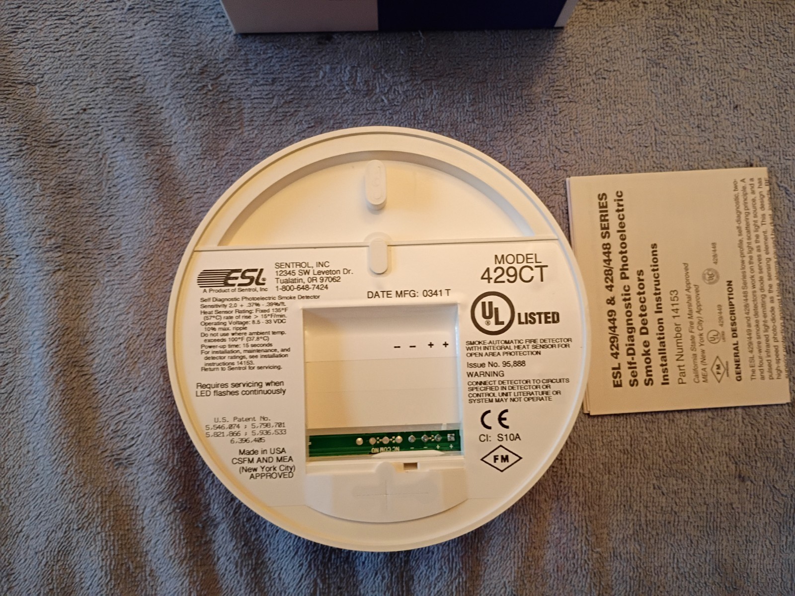 ESL 429CT 2-Wire Smoke Detector FIRE ALARM NEW OPEN BOX