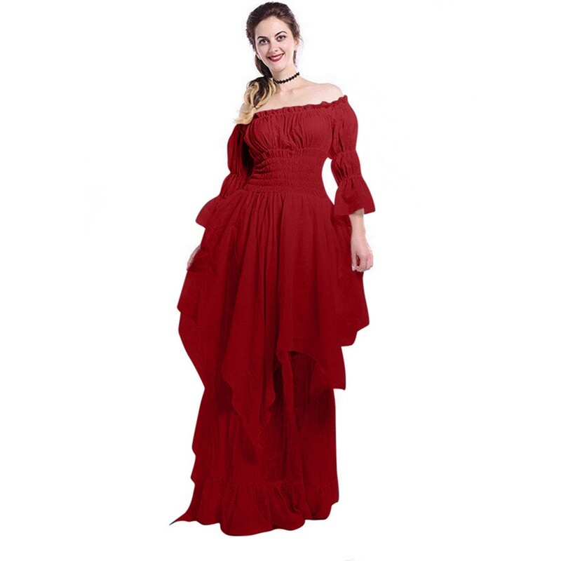 Victorian Dress Renaissance Costume Women Gothic Witch Dress Medieval Long Dress
