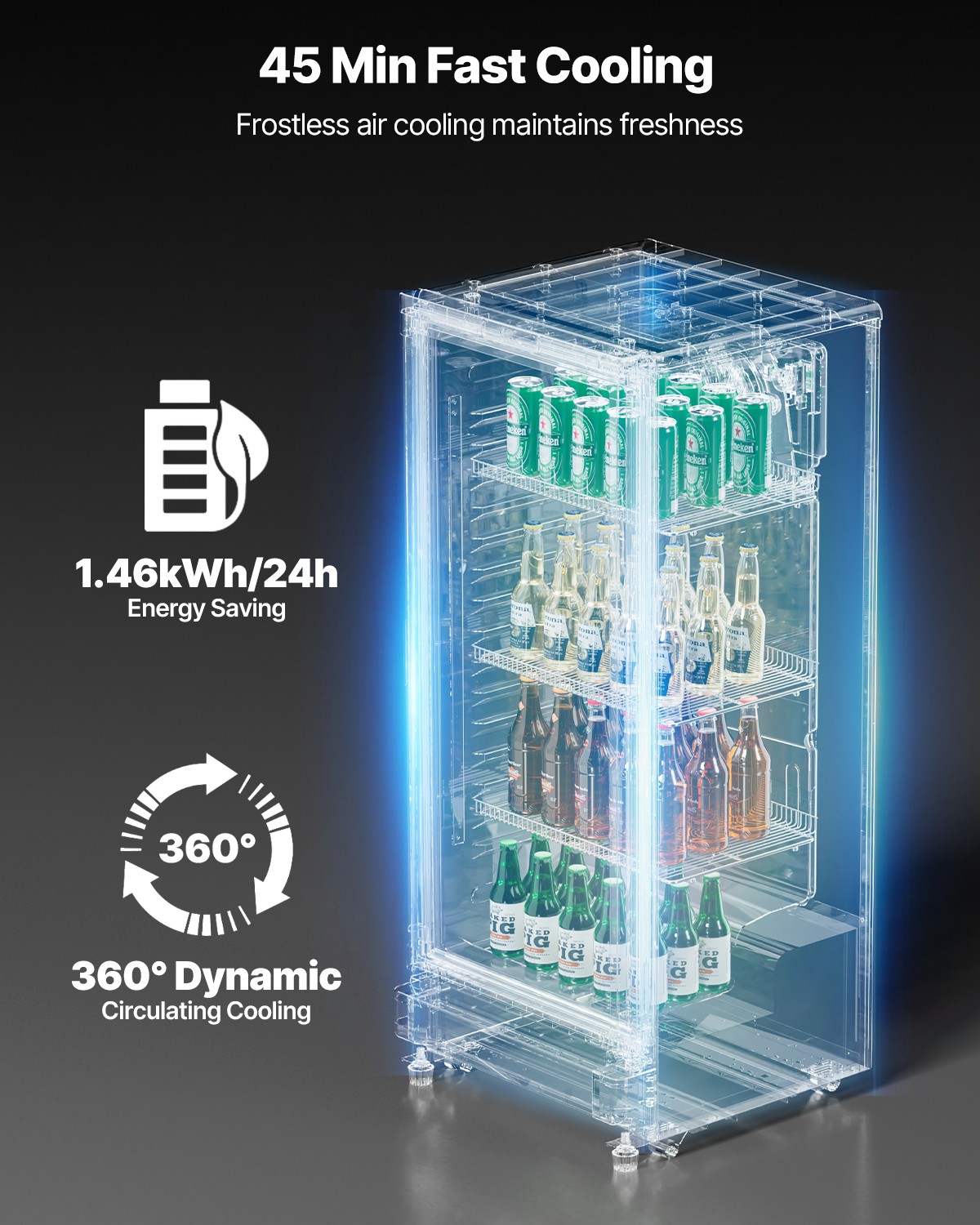 Commercial Merchandiser Refrigerator 5.7 CU.FT Glass Door Beverage Drink Cooler