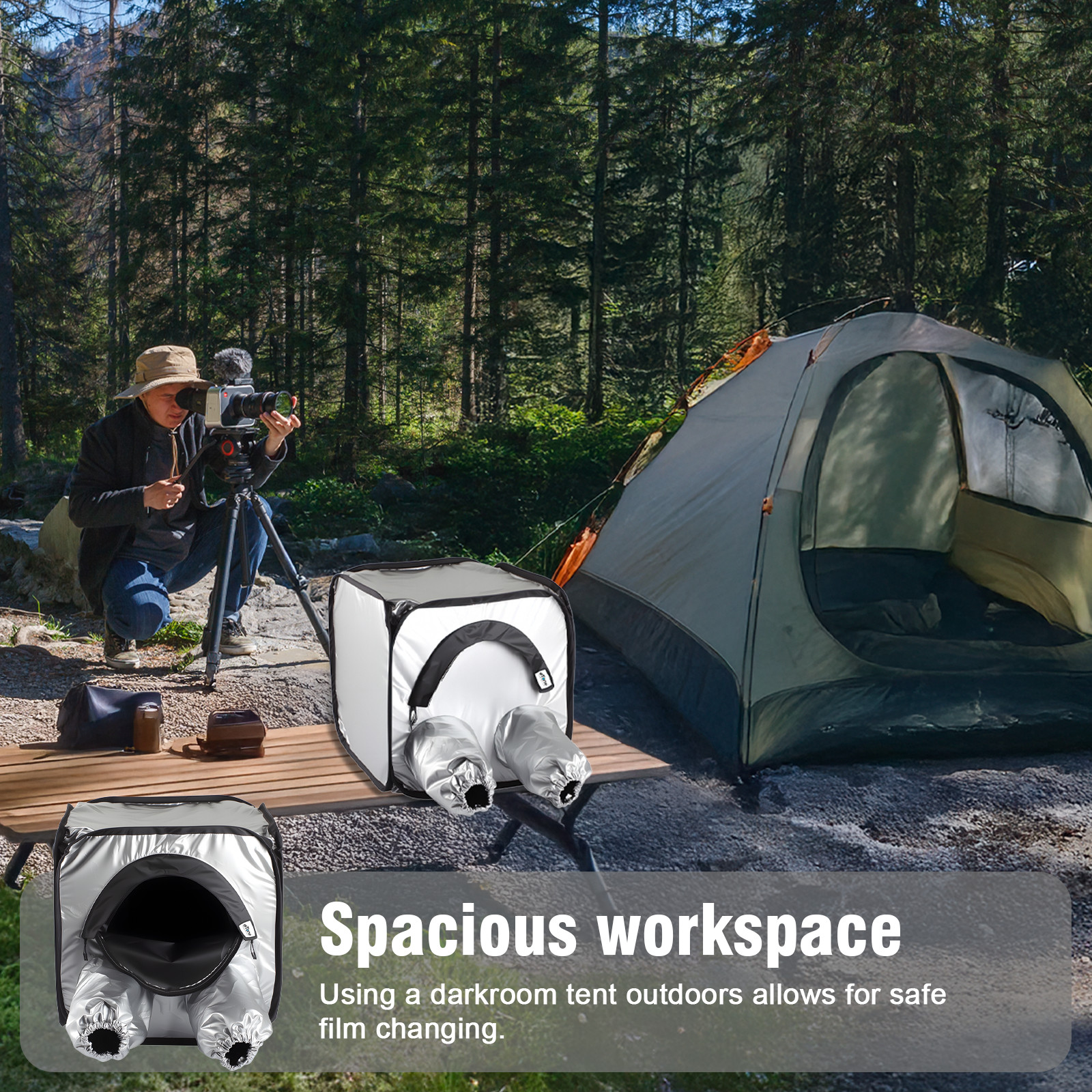 Darkroom 4X5 5x7 Format Camera Film Changing Tent Bag Negative Developing Light