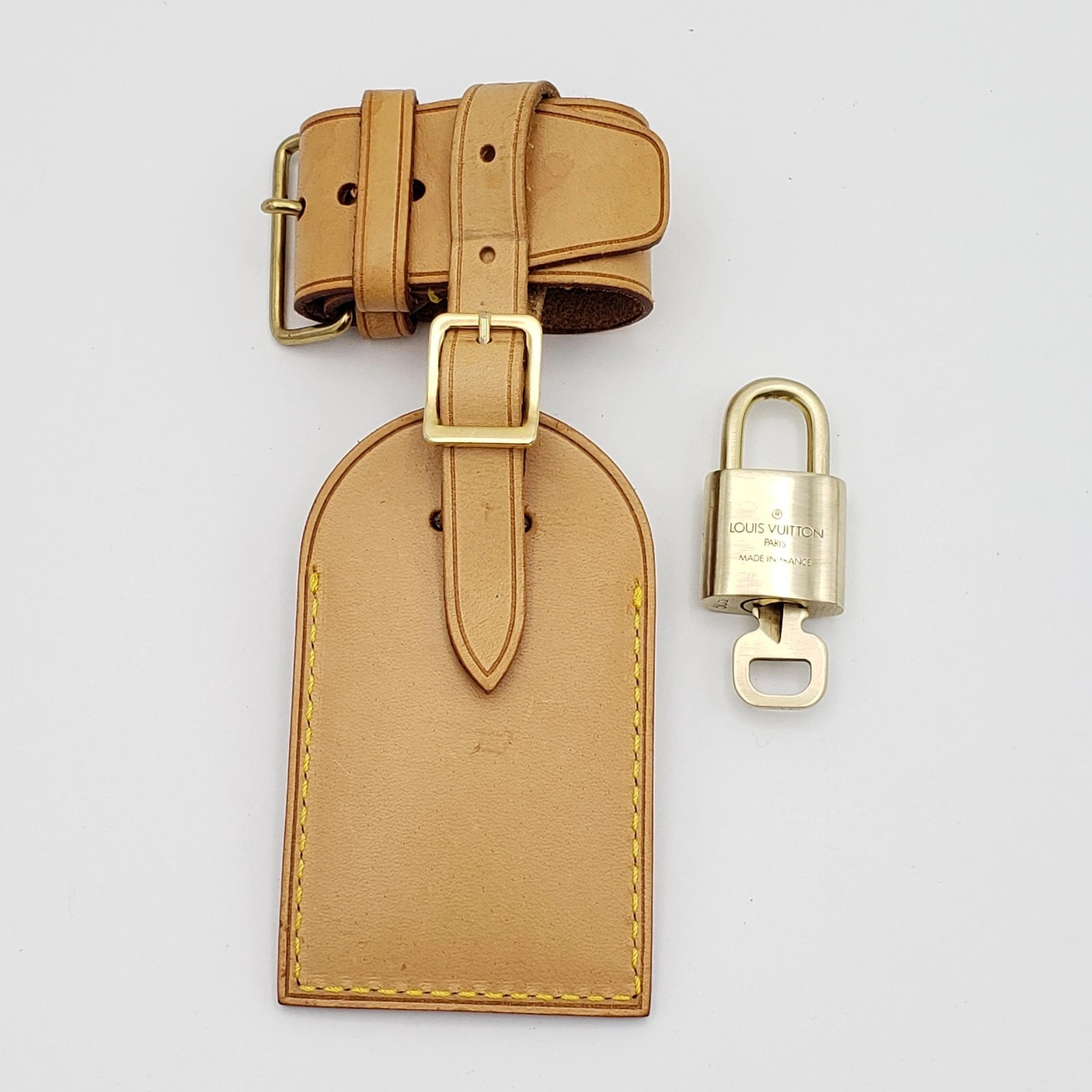 100% Authentic Louis Vuitton Luggage tag /Nametag with Gold Lock and Key