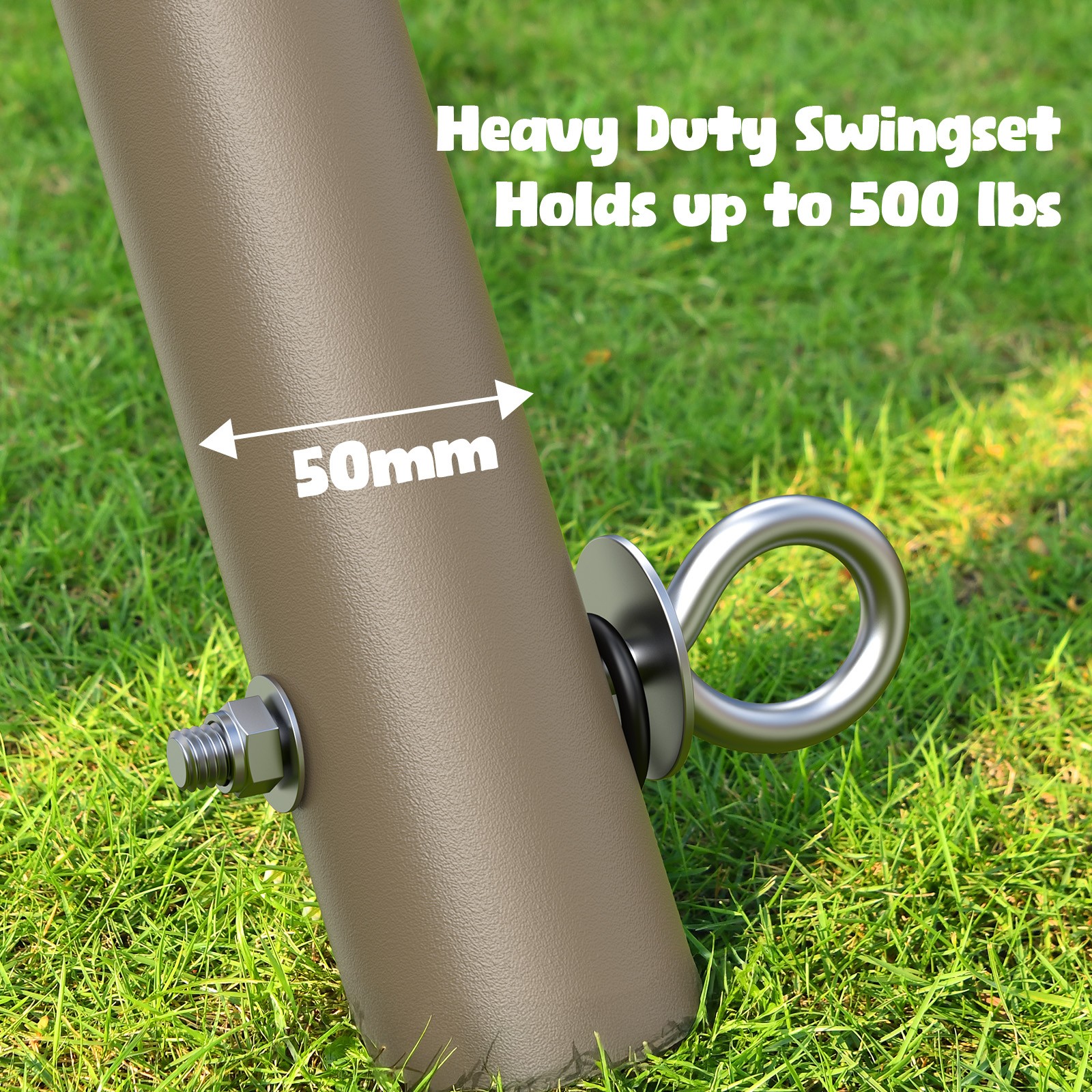 Hapfan 500lb Heavy Duty Swing Set with 50" Saucer Swing Outdoor Kids Playset