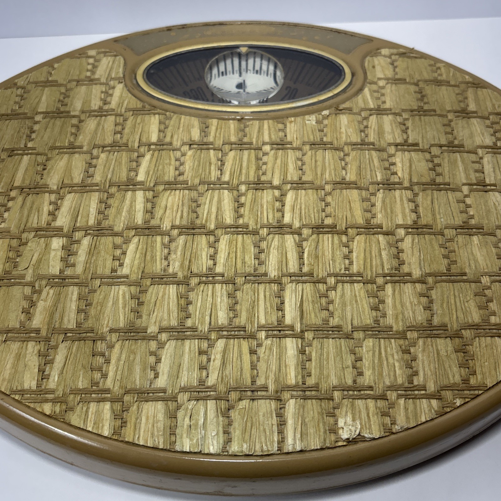 VTG Counselor Oval Bubble Viewer Bathroom Scale Mid Century Modern Rattan - USA