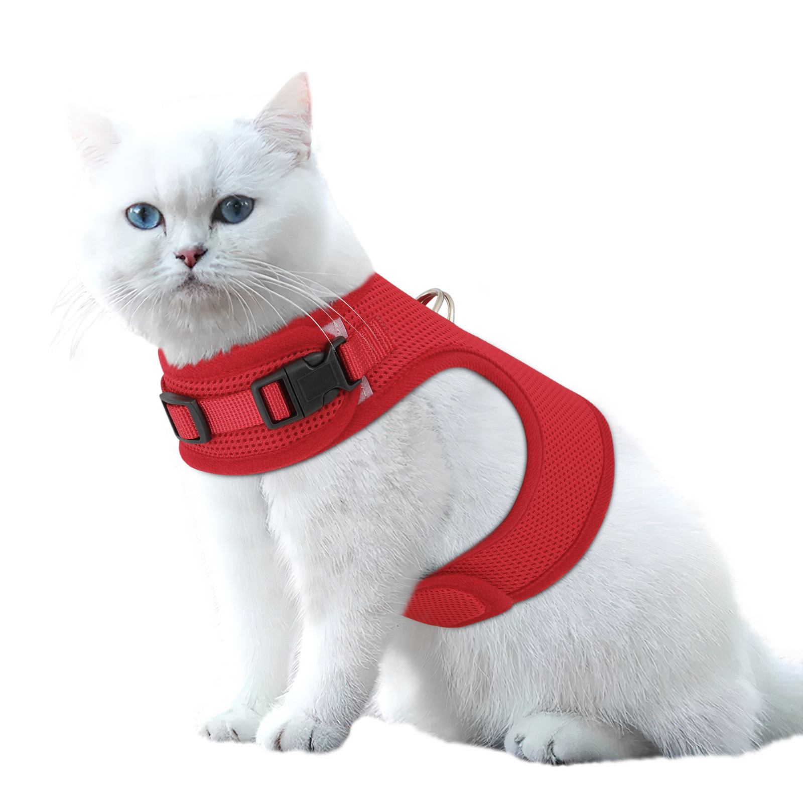 Breathable Mesh Cat Pet Harness Adjustable Escape Proof Jacket Chest Red Vest