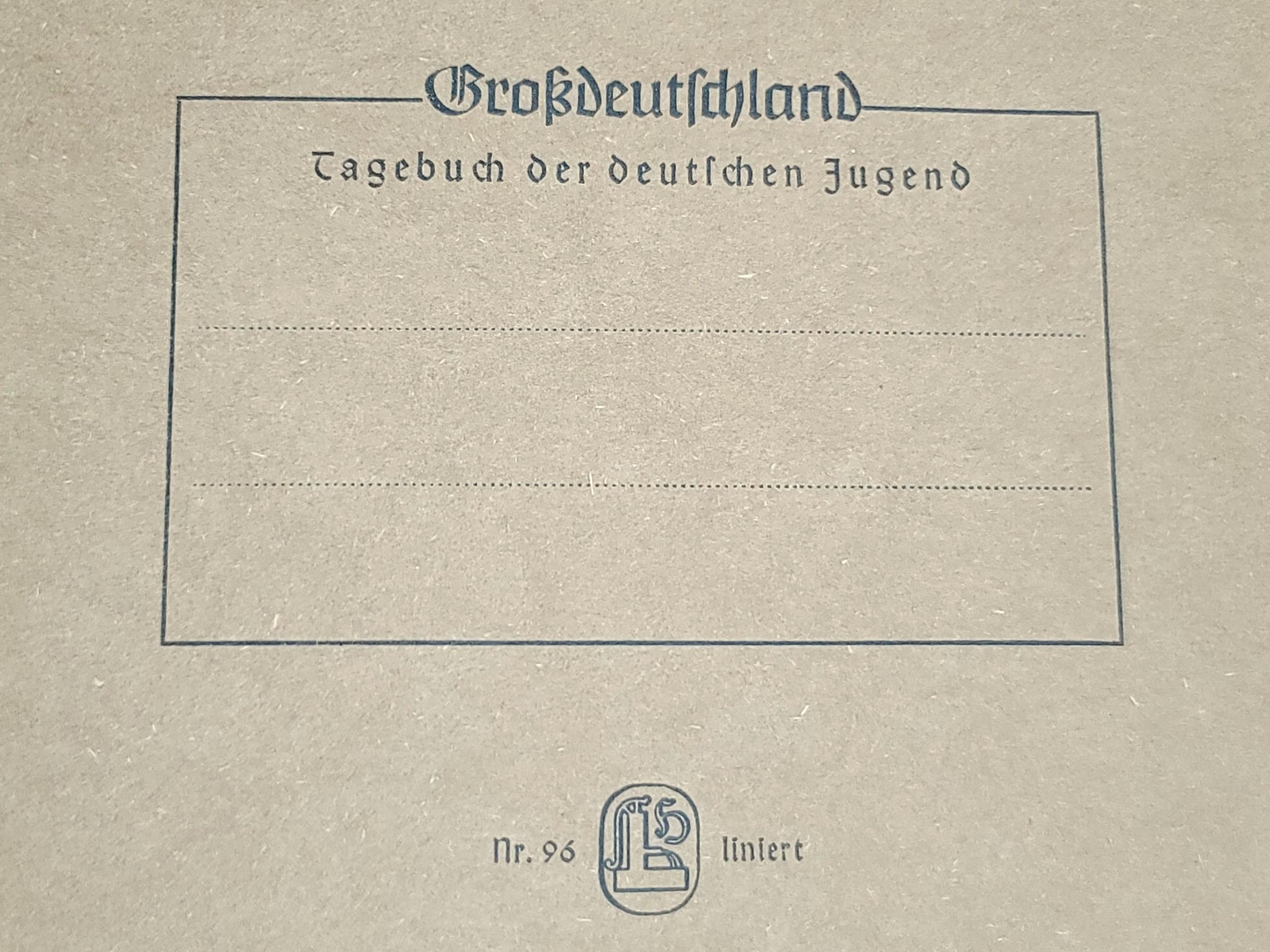 WWII German Grossdeutschland School Day Book for Students Jugend Youth Deadstock