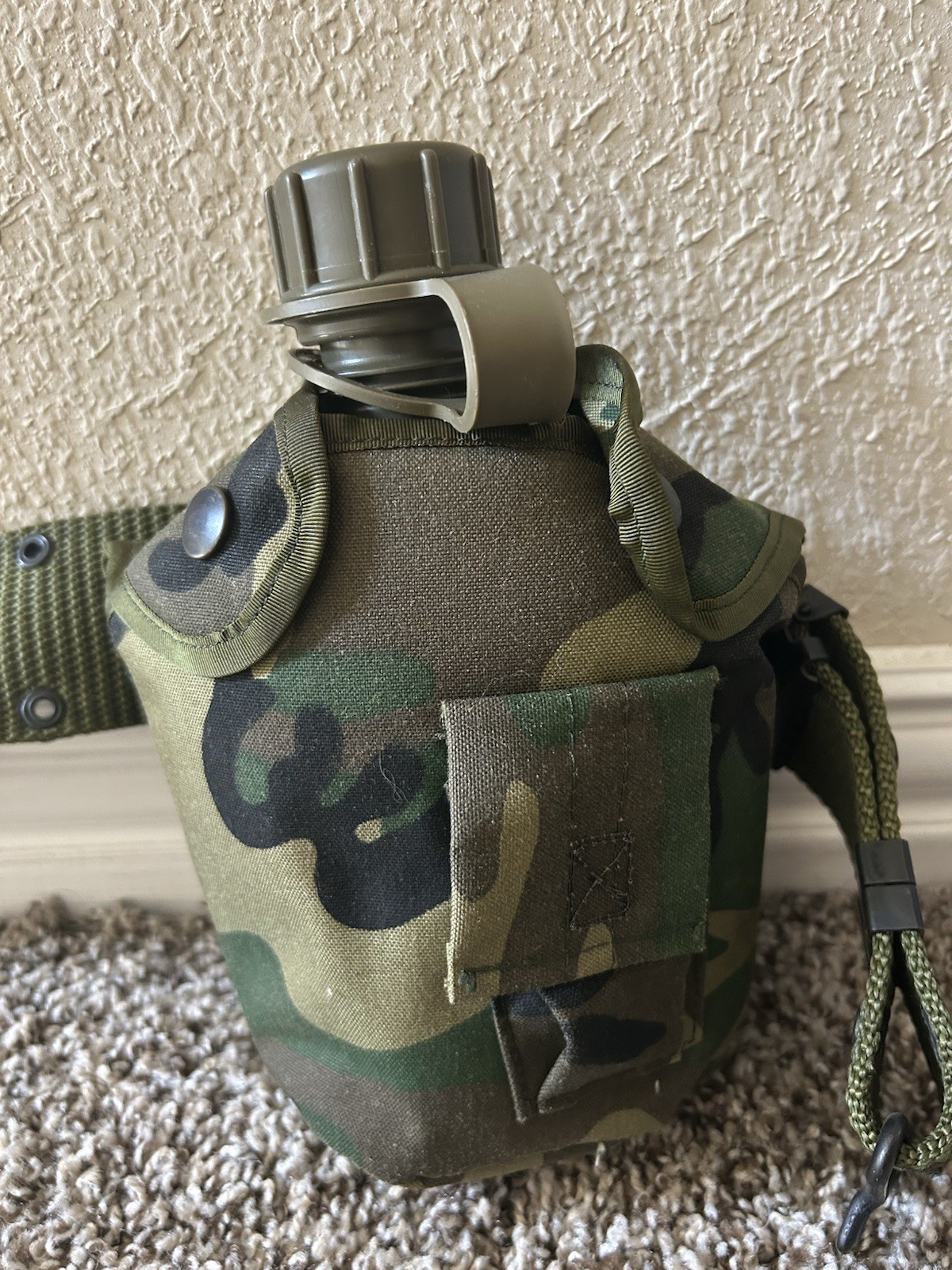 Military LC-2 Canteen with Camouflage Cover and Nylon Equipment Belt