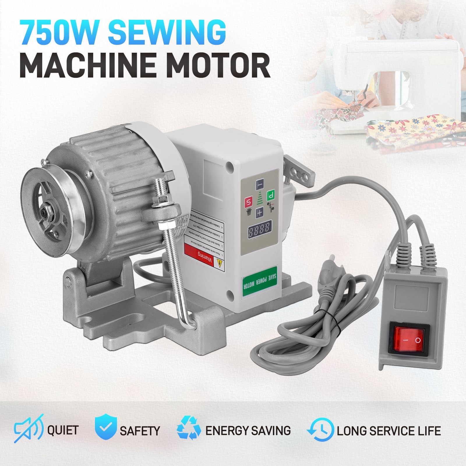 Sewing Machine Servo Motor 110V 1HP Speed 200-6000RPM Energy Efficient