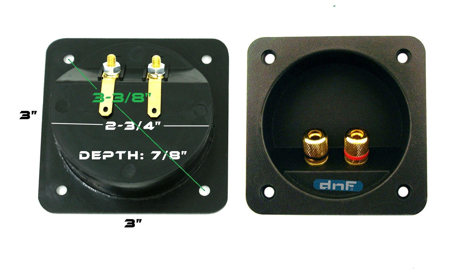 (4 PACK) SPEAKER BOX TERMINAL SQUARE TWIST CUP CONNECTOR SUBWOOFER ENCLOSURE