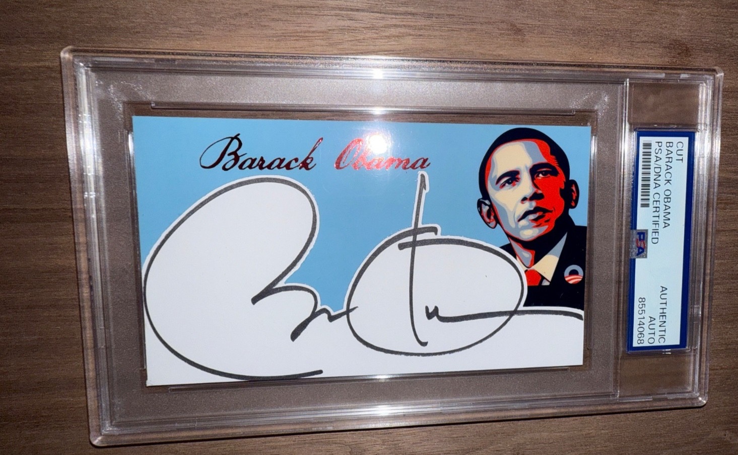 Barack Obama Signed Cut Custom 44th President 3x5 Card PSA DNA Slab Slabbed AUTO