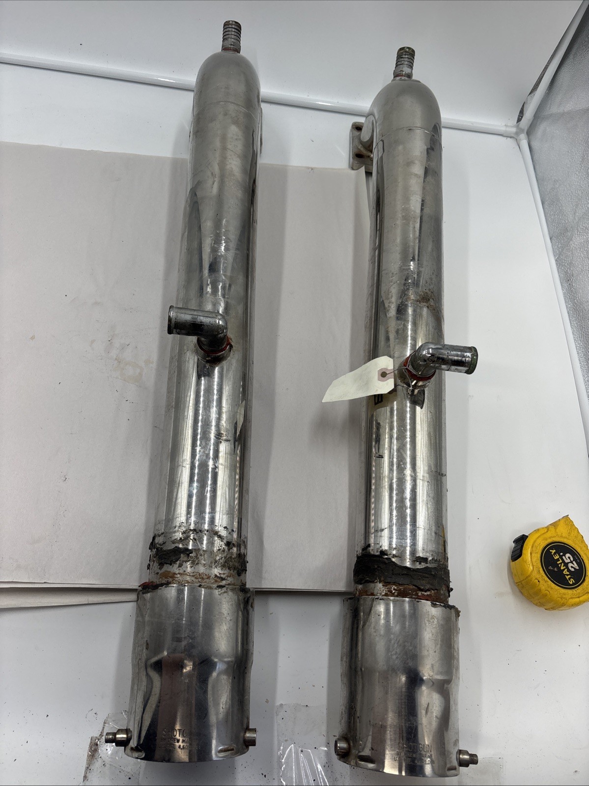 Stainless Exhaust Tail Pipe Risers Set shotgun marine