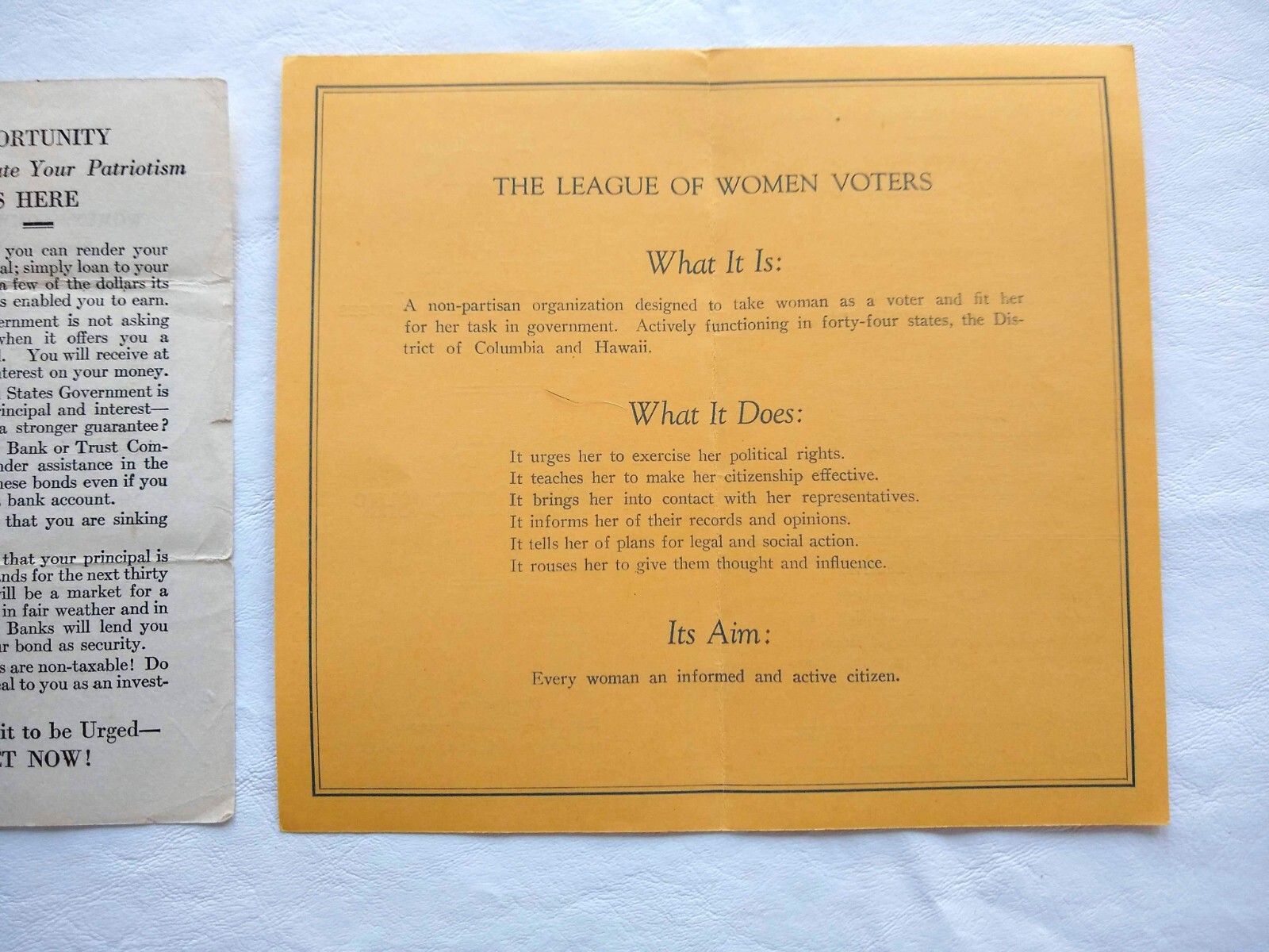 Women’s League, Voters, Liberty Bonds Lot of 4 Ephemera NYC & St Louis Paper