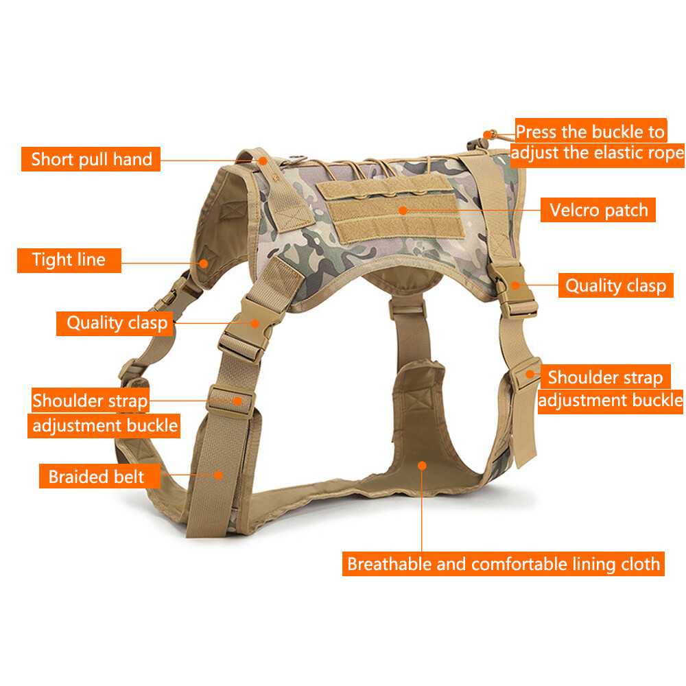 Tactical Dog Harness with Handle Large Military Working Dog Vest for Training