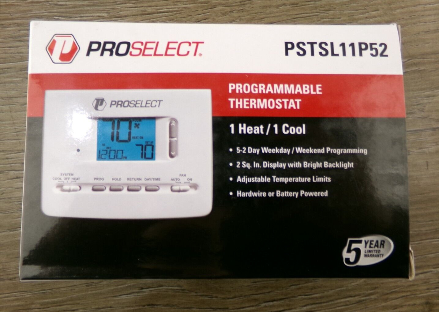 New ProSelect 1H/1C Stage Programmable Thermostat - PSTSL11P52 S5