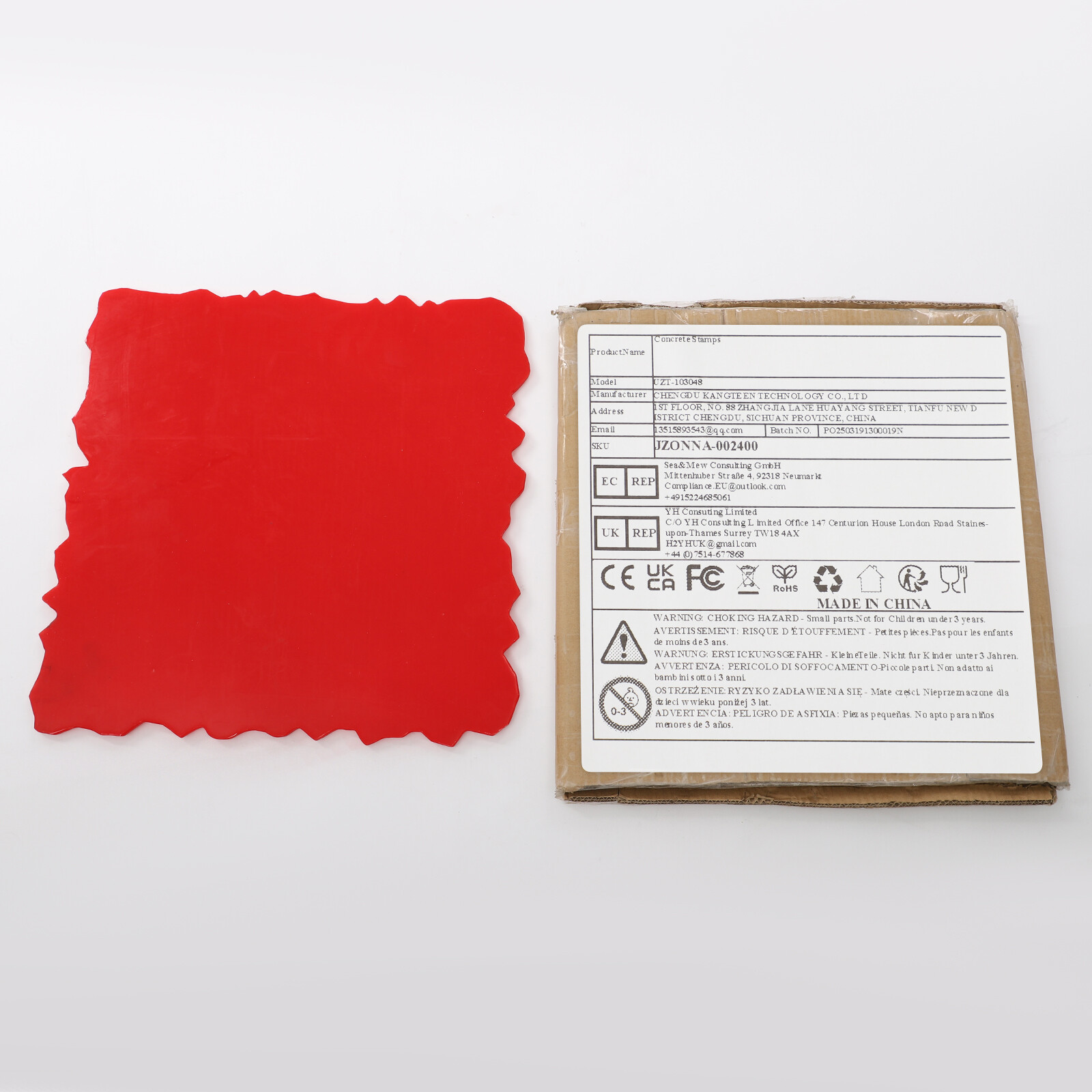 Concrete Seamless Stamp Mat 19.69*19.69in Red Concrete Stamp Molds 5.73 lbs NEW