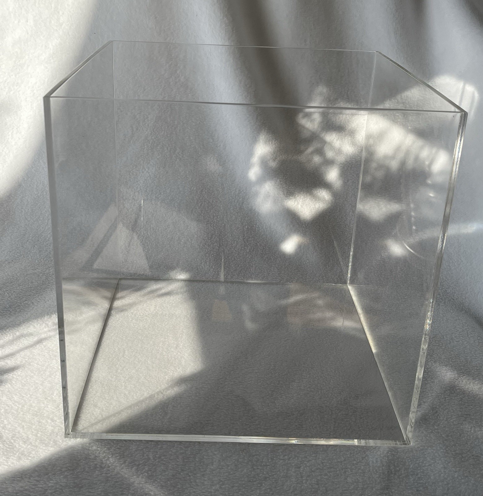 12" x 12" x 12" Clear Acrylic Cube Display Box Bin Stand 5 Sided Plexiglass