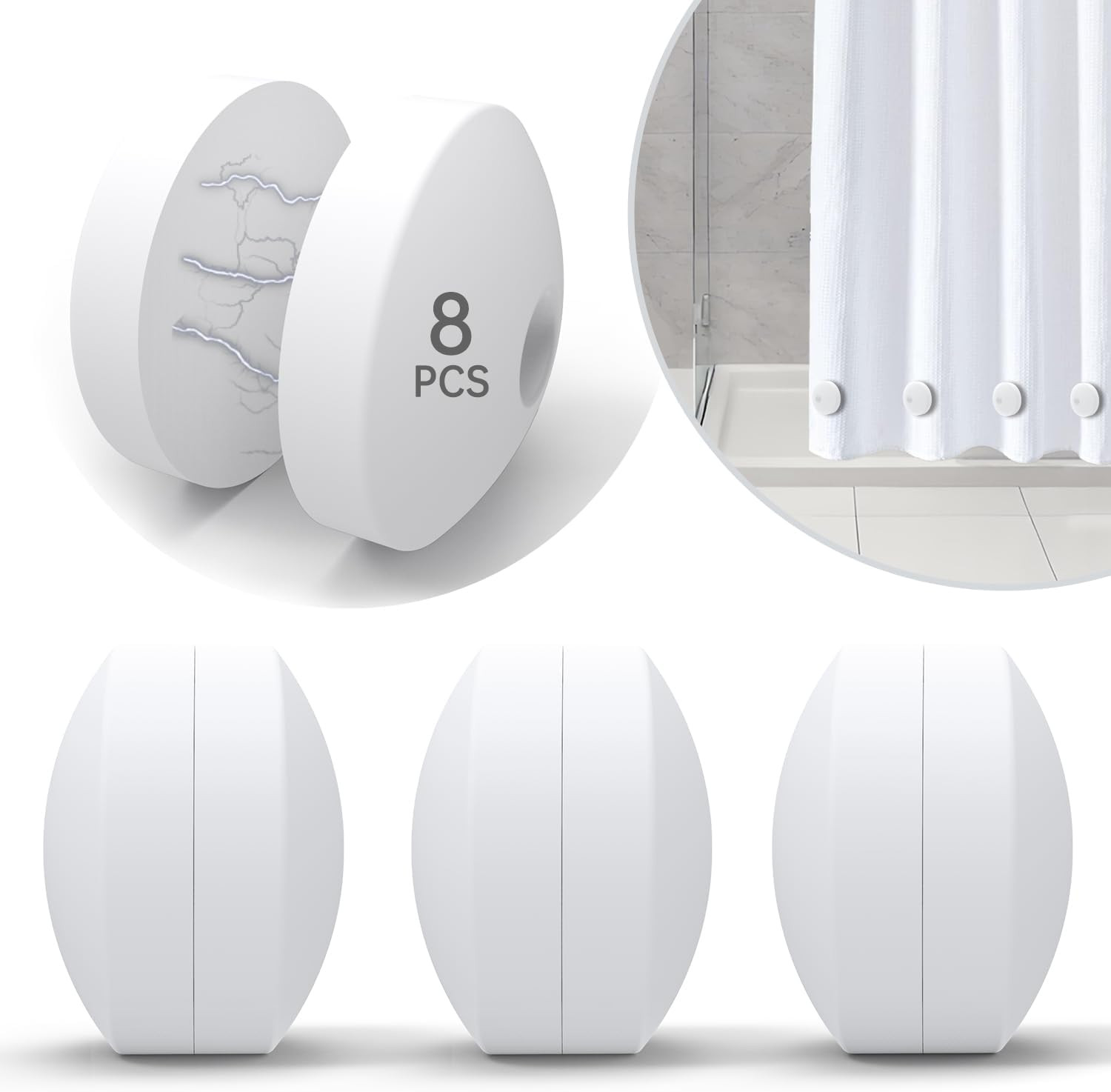 Shower Curtain Weights - Silicone Fully Wrapped Rustproof Shower Curtain Magnets