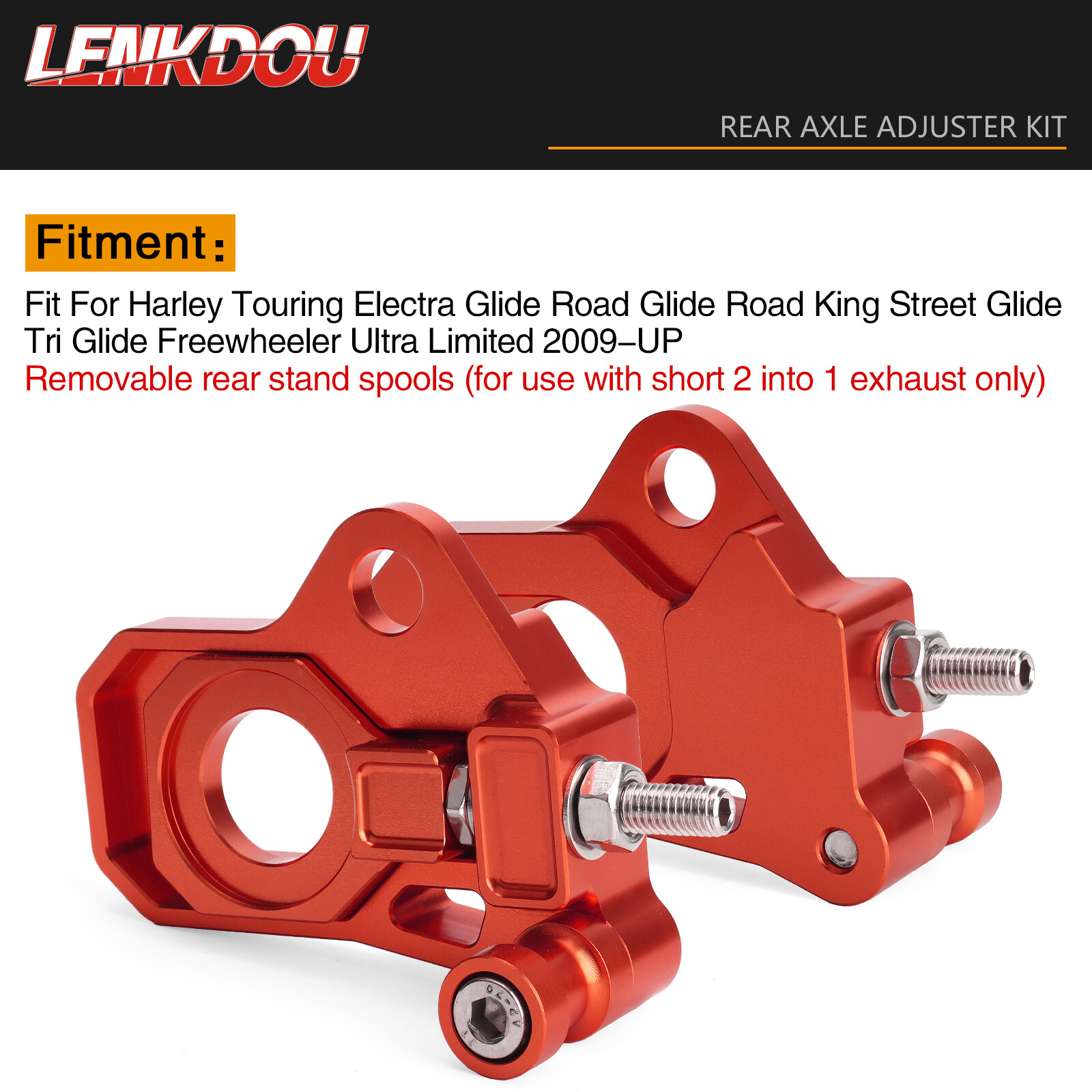 Motorcycle Red Rear Axle Adjuster Kit For Harley Touring Road King Street Glide